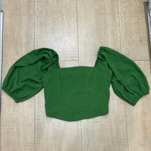 Abercrombie Green Corset Puff Sleeve Top